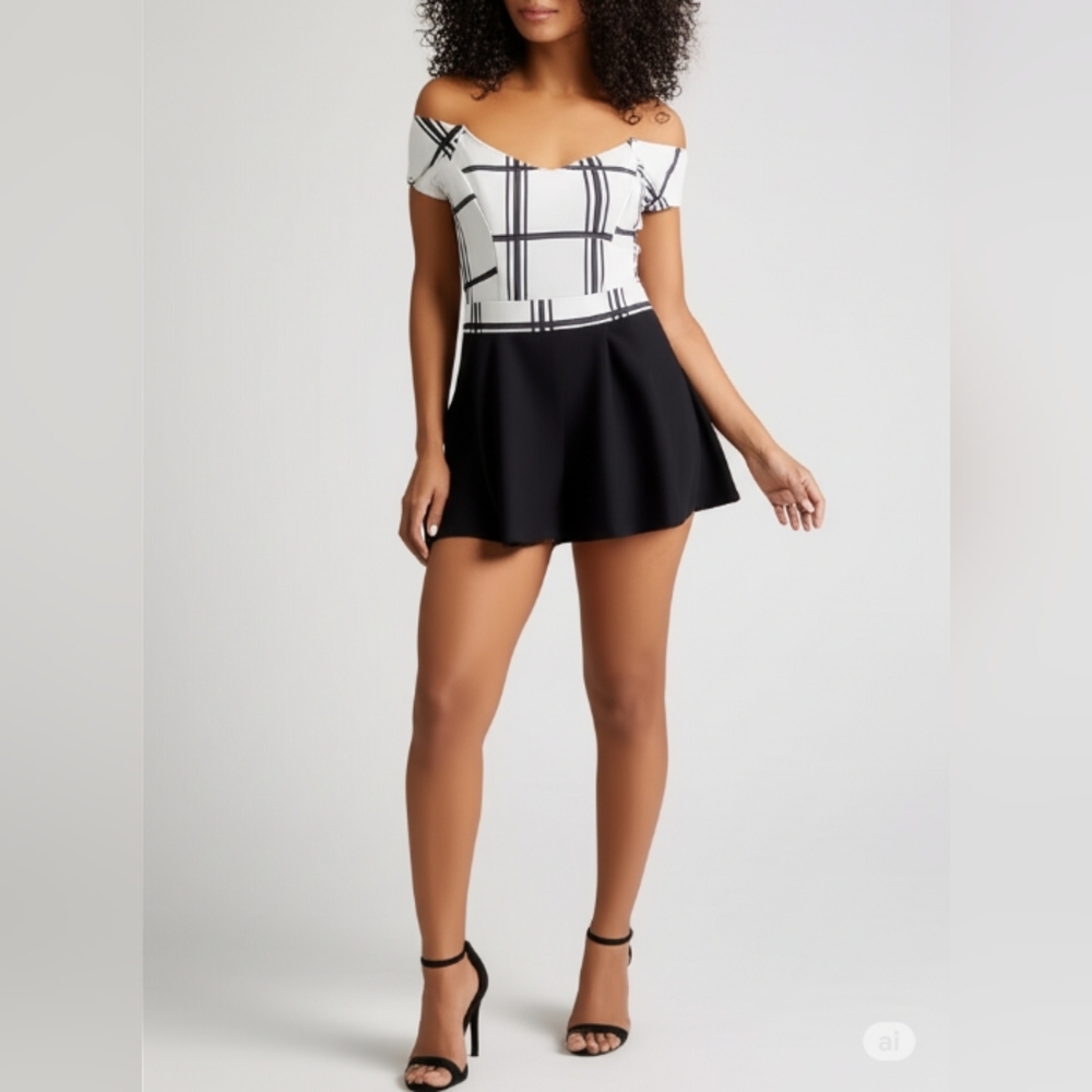 Manito Womens Black & White Romper L